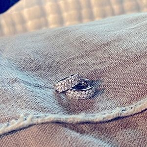 Marla Aaron 18K white gold, diamond pave huggies.